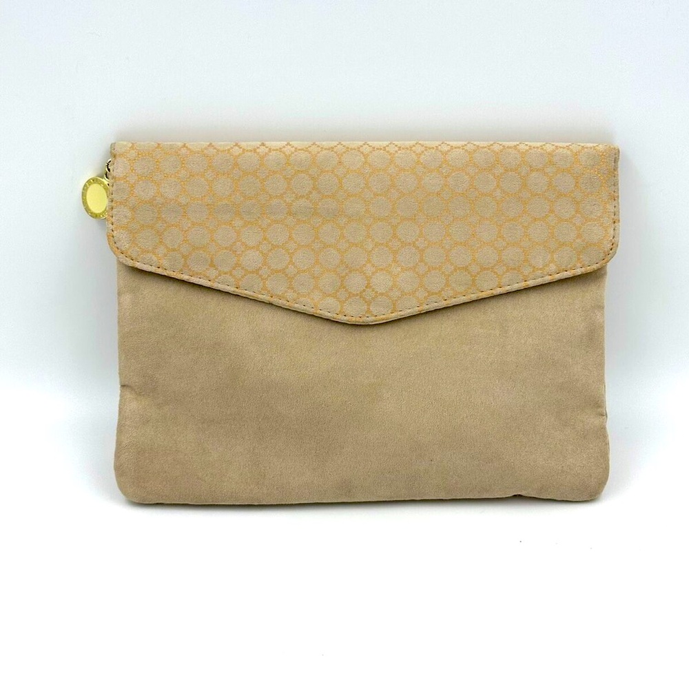 Bulgari Cream and Tan Clutch with Minimalist Design